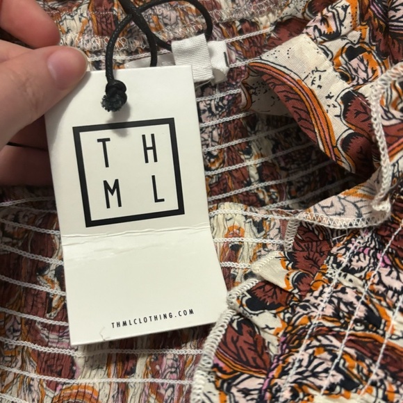 THML Paisley Midi Dress Brown White Womens Size Small New With Tag Bohemian Boho - Picture 5 of 6